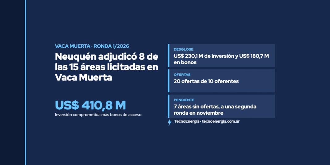 Placa: Neuquén adjudicó 8 de las 15 áreas licitadas en Vaca Muerta