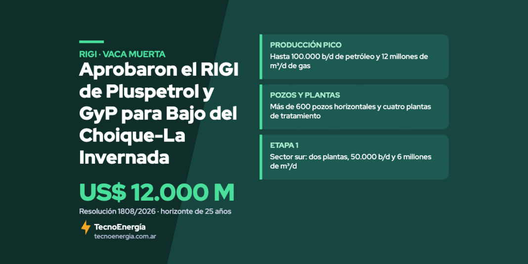 Placa: RIGI de Pluspetrol y GyP en Bajo del Choique-La Invernada
